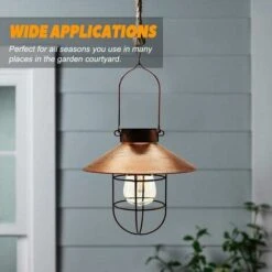 Lanterne Solaire à Suspendre Avec Crochet, Lampe Solaire LED Vintage Avec Blanc Chaud, Cage En Acier, étanche, Pour Jardin, Cour, Patio, Clôture, Décoration – Bronze -OSRAM || EUROPALAMP Soldes Boutique 88803565 4