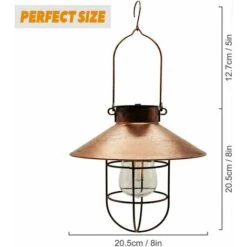 Lanterne Solaire à Suspendre Avec Crochet, Lampe Solaire LED Vintage Avec Blanc Chaud, Cage En Acier, étanche, Pour Jardin, Cour, Patio, Clôture, Décoration – Bronze -OSRAM || EUROPALAMP Soldes Boutique 88803565 5