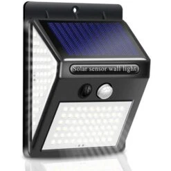 Lampe Solaire Extérieur [ 3 Modes Lampe Solaire Avec Détecteur De Mouvement,LED Lumiere Solaire Exterieur Super Lumineux, Sécurité Sans Fil Lampe Mural Pour Jardin, Patio, Garage -64+18+18LED Applique
