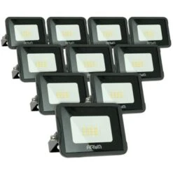 Lot De 10 Projecteurs LED 10W IP65 Extérieur Température De Couleur: Blanc Chaud 3000K