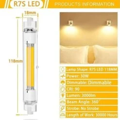 2pcs R7S 118mm LED Bulb 30w Dimmable, Warm White 3000k, No Flickering -OSRAM || EUROPALAMP Soldes Boutique 91099849 5