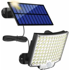 Lampes Solaires D'extérieur 106 LED Avec Détecteur De Mouvement, étanchéité IP65, Angle D'éclairage 120 °, Applique Murale Solaire Pour Jardin Avec Câble De 5 M