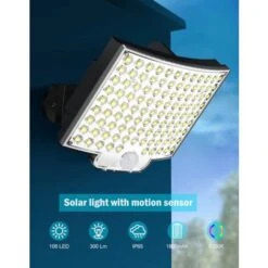 Lampes Solaires D'extérieur 106 LED Avec Détecteur De Mouvement, étanchéité IP65, Angle D'éclairage 120 °, Applique Murale Solaire Pour Jardin Avec Câble De 5 M -OSRAM || EUROPALAMP Soldes Boutique 91415893 4
