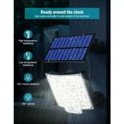 Lampes Solaires D'extérieur 106 LED Avec Détecteur De Mouvement, étanchéité IP65, Angle D'éclairage 120 °, Applique Murale Solaire Pour Jardin Avec Câble De 5 M -OSRAM || EUROPALAMP Soldes Boutique 91415893 5
