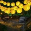Guirlande Solaire -Guirlande Lumineuse Exterieure 6.5M 30 LED Guirlande Solaire Extérieure Lampion Solaire étanche Lanterne Solaire Decorative Pour Jardin Patio Cour Mariage Fête Nol - Blanc