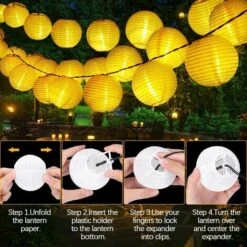 Guirlande Solaire -Guirlande Lumineuse Exterieure 6.5M 30 LED Guirlande Solaire Extérieure Lampion Solaire étanche Lanterne Solaire Decorative Pour Jardin Patio Cour Mariage Fête Nol - Blanc -OSRAM || EUROPALAMP Soldes Boutique 91802200 4