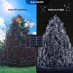 FlkwoH Guirlande Solaire Extérieure, BrizLabs 20M 200 LED Guirlande Lumineuse Noël Solaire Étanche 8 Modes Décoratives Pour Jardin Patio Arbres Clôture Maison Fête Mariage (Blanc Froid) -OSRAM || EUROPALAMP Soldes Boutique 92334052 3