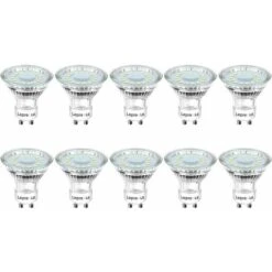 Lot De 10 Ampoules LED GU10, Blanc Froid 5000 K, équivalent Spot Halogène 50 W, 4 W 325 Lm à économie D'énergie, Faisceau Large 110°, Non Dimmable.