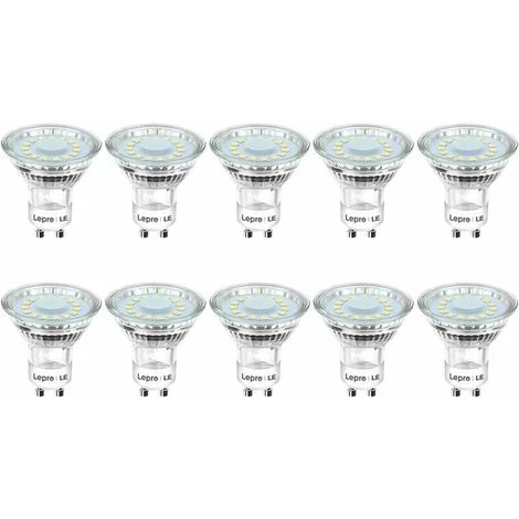 Lot De 10 Ampoules LED GU10, Blanc Froid 5000 K, équivalent Spot Halogène 50 W, 4 W 325 Lm à économie D'énergie, Faisceau Large 110°, Non Dimmable. 3 Lot De 10 Ampoules LED GU10, Blanc Froid 5000 K, équivalent Spot Halogène 50 W, 4 W 325 Lm à économie D'énergie, Faisceau Large 110°, Non Dimmable.