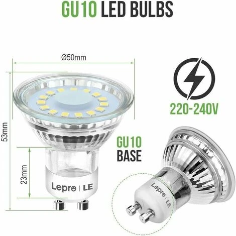 Lot De 10 Ampoules LED GU10, Blanc Froid 5000 K, équivalent Spot Halogène 50 W, 4 W 325 Lm à économie D'énergie, Faisceau Large 110°, Non Dimmable. 7 Lot De 10 Ampoules LED GU10, Blanc Froid 5000 K, équivalent Spot Halogène 50 W, 4 W 325 Lm à économie D'énergie, Faisceau Large 110°, Non Dimmable. – Image 5