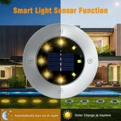 Spot Solaire Extérieur 8 Led, Lumière Solaire Extérieur Etanche Ip65, Eclairage Extérieur Solaire Pour Chemin Jardin Terrace Cour Pelouse Allée(Blanc Chaud) [Classe Énergétique A]1Pc -OSRAM || EUROPALAMP Soldes Boutique 92690782 3