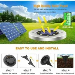 Spot Solaire Extérieur 8 Led, Lumière Solaire Extérieur Etanche Ip65, Eclairage Extérieur Solaire Pour Chemin Jardin Terrace Cour Pelouse Allée(Blanc Chaud) [Classe Énergétique A]1Pc -OSRAM || EUROPALAMP Soldes Boutique 92690782 4