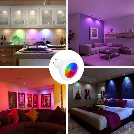 Spot LED GU10 RGB à Changement De Couleur, Ampoules LED RGBW à Intensité Variable Avec Télécommande Infrarouge, Spots LED Blanc Chaud (2700K-6500K) – (lot De 4) 6 Spot LED GU10 RGB à Changement De Couleur, Ampoules LED RGBW à Intensité Variable Avec Télécommande Infrarouge, Spots LED Blanc Chaud (2700K-6500K) – (lot De 4) – Image 4