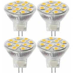 4 Ampoules LED MR11 GU4.0, 2.2W (équivalent Ampoules Halogènes 20 W), GU4 Base, 200lm, 12V AC/DC, 120° Flood Faisceau Ampoules LED, 3000 K(Blanc Chaud)