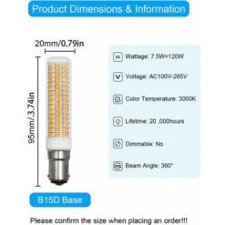 Lot De 2 Ampoules LED B15D 230 V Blanc Chaud 7,5 W De Rechange 120 W 100 W 70 W Halogène 1150 Lm 3000 K Non Dimmable Transparent -OSRAM || EUROPALAMP Soldes Boutique 93343496 2