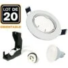 EUROPALAMP 20 Spots Encastrable Orientable BLANC Avec GU10 LED De 7W Eqv. 56W Blanc Chaud 2700K