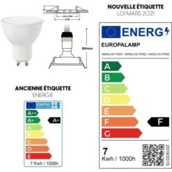 EUROPALAMP 20 Spots Encastrable Orientable BLANC Avec GU10 LED De 7W Eqv. 56W Blanc Chaud 2700K 10 EUROPALAMP 20 Spots Encastrable Orientable BLANC Avec GU10 LED De 7W Eqv. 56W Blanc Chaud 2700K -OSRAM || EUROPALAMP Soldes Boutique 9350717 4