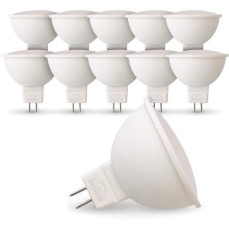 Lot De 10 Ampoules LED GU5.3 MR16 12V 5W Eq 40W Température De Couleur: Blanc Chaud 2700K 3 Lot De 10 Ampoules LED GU5.3 MR16 12V 5W Eq 40W Température De Couleur: Blanc Chaud 2700K