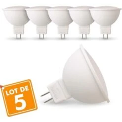 Lot De 5 Ampoules LED GU5.3 MR16 5W Eq 40W Température De Couleur: Blanc Chaud 2700K