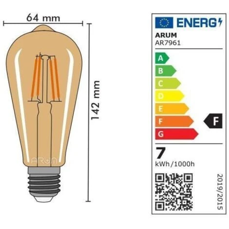 Lot De 5 AMPOULES LED E27 7W ST64 2200K Type Edison Température De Couleur: Blanc Chaud 2200K 5 Lot De 5 AMPOULES LED E27 7W ST64 2200K Type Edison Température De Couleur: Blanc Chaud 2200K – Image 3