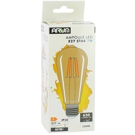 Lot De 5 AMPOULES LED E27 7W ST64 2200K Type Edison Température De Couleur: Blanc Chaud 2200K 6 Lot De 5 AMPOULES LED E27 7W ST64 2200K Type Edison Température De Couleur: Blanc Chaud 2200K – Image 4