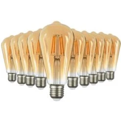 Lot De 10 AMPOULES LED E27 7W ST64 2200K Type Edison Température De Couleur: Blanc Chaud 2200K