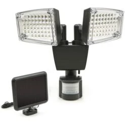 Projecteur Solaire 2 Têtes 100 LED Détecteur De Mouvement