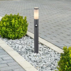 Globo Lampadaire De Jardin Lampe De Jardin En Acier Inoxydable Avec Détecteur De Mouvement Anthracite E27 éclairage De Chemin De Jardin, 3 Réglages De Capteur, 1x E27, H 80 Cm -OSRAM || EUROPALAMP Soldes Boutique 93859392 3