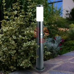 Globo Lampadaire De Jardin Lampe De Jardin En Acier Inoxydable Avec Détecteur De Mouvement Anthracite E27 éclairage De Chemin De Jardin, 3 Réglages De Capteur, 1x E27, H 80 Cm -OSRAM || EUROPALAMP Soldes Boutique 93859392 5