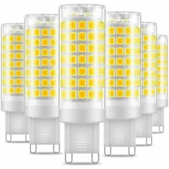 Ampoule LED G9 7W, 430LM, Blanc Froid 6000K, 220-240V, CRI 85, NON-Dimmable, Économie D'énergie, Base En Céramique, Culot G9 Standard, Lot De 6 [Classe énergétique D]