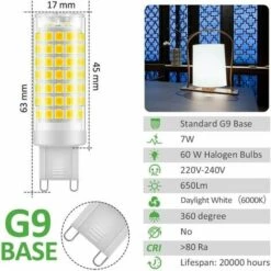 Ampoule LED G9 7W, 430LM, Blanc Froid 6000K, 220-240V, CRI 85, NON-Dimmable, Économie D'énergie, Base En Céramique, Culot G9 Standard, Lot De 6 [Classe énergétique D] -OSRAM || EUROPALAMP Soldes Boutique 93859926 3