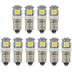 Ampoules LED E10 9 V Blanc Froid 5SMD 0,5 W (blanc Froid, 9 V) Lot De 10