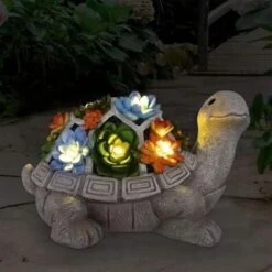 Statue De Tortue Solaire De Jardin Avec Succulente Et 7 Lumières LED – Statue De Tortue De Jardin Pour Terrasse, Balcon, Cour, Décoration De Pelouse – Unique Pendaison De Crémaillère