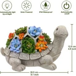 Statue De Tortue Solaire De Jardin Avec Succulente Et 7 Lumières LED – Statue De Tortue De Jardin Pour Terrasse, Balcon, Cour, Décoration De Pelouse – Unique Pendaison De Crémaillère -OSRAM || EUROPALAMP Soldes Boutique 94080302 5