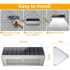 Lampe Solaire Extérieur IP65 étanche Sans Fil Spot Solaire Lumière 4500mAh, 46 LED Lumiere Projecteur Solaire Exterieur Pour Jardin -OSRAM || EUROPALAMP Soldes Boutique 94080636 5