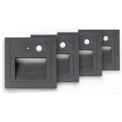 Spot Encastrable Extérieur Mur Et Plafond de 4 LED Spot Mural Encastré 3W Applique Murale Escalier Etape Lumière Lampe Détecteur De Mouvement Sol Encastré Lumière Escalier Lumière Hall Lampe 2800K Bla