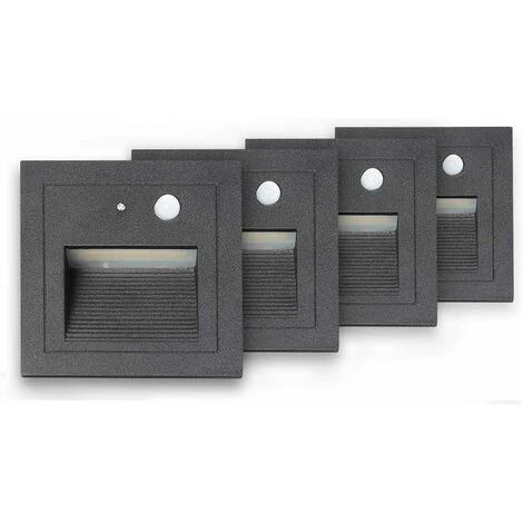 Spot Encastrable Extérieur Mur Et Plafond de 4 LED Spot Mural Encastré 3W Applique Murale Escalier Etape Lumière Lampe Détecteur De Mouvement Sol Encastré Lumière Escalier Lumière Hall Lampe 2800K Bla 3 Spot Encastrable Extérieur Mur Et Plafond de 4 LED Spot Mural Encastré 3W Applique Murale Escalier Etape Lumière Lampe Détecteur De Mouvement Sol Encastré Lumière Escalier Lumière Hall Lampe 2800K Bla