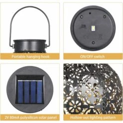 Lanterne Solaire, LED Lampe Lanterne Extérieure, Etanche IP44, Sans Fil Rechargeable Pour Garden Patio Courtyard Extérieur -OSRAM || EUROPALAMP Soldes Boutique 94926696 3