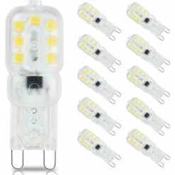 10 Ampoules LED G9 3 W, équivalentes à Des Ampoules Halogènes 33 W, Blanc Lumière Du Jour 6000 K, 800 Lm, Sans Scintillement, Non Dimmable, Ampoules à économie D'énergie G9, Angle De Faisceau 360, Ths