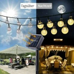 Guirlande Lumineuse Solaire D'extérieur 30 LED En Cristal Blanc Chaud Pour Extérieur, 8 Modes IP65 étanche Pour Jardin, Arbre, Terrasse, Noël, Mariage, Fête -OSRAM || EUROPALAMP Soldes Boutique 95134816 4
