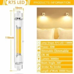 2pcs R7S 118mm LED Bulb 30w Dimmable, Warm White 3000k, No Flickering -OSRAM || EUROPALAMP Soldes Boutique 95136697 5