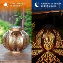 Lanterne Solaire Jardin Décoration Extérieur Étanche Luminaire Solaire Patio Décoratif Métal Lampe De Patio Pour Pelouse Patio Fête Décorations -OSRAM || EUROPALAMP Soldes Boutique 95182198 3