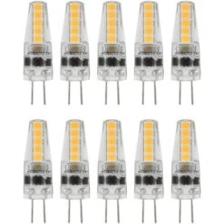 10pcs Ampoules LED G4, 2W 3000K AC 12-24V Ampoules à Intensité Variable Pour Lustre Plafonnier Lampe De Table Blanc Chaud