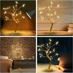 Lampe De Table LED Arbre Bonsaï Avec Batterie Rechargeable Et Lampe D'alimentation USB Décoration D'arbre Cuivre Lampe De Branche Réglable Lampe De Table Veilleuse 36 -OSRAM || EUROPALAMP Soldes Boutique 95338024 5