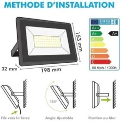 Lot De 10 Projecteurs LED 50W IP65 Extérieur Température De Couleur: Blanc Chaud 3000K -OSRAM || EUROPALAMP Soldes Boutique 9562768 3