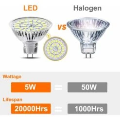 MR16 Ampoule LED Lampe Bulb, GU5.3 5W Lumière LED, Equivalent 50W Ampoule Halogène Blanc Froid 6000K 450LM AC/DC 12V-24V Non-dimmable Spot LED (Lot De 10) [Classe énergétique F] -OSRAM || EUROPALAMP Soldes Boutique 95793453 3
