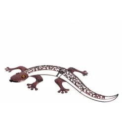 HI Lampe D'extérieur Marron Applique Murale Gecko Lampe Solaire, LED Statique à La Maison Applique Murale Batterie, 10x LED Blanc Chaud, LxPxH 69x36x3 Cm