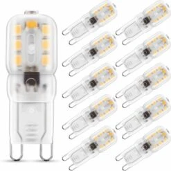 2W G9 Blanc Chaud 3000K, Ampoule LED, 25W Ampoule Halogène Équivalent, 230V AC 200lm, 360° Larges Faisceaux, Culot G9 Lot De 10 [Classe énergétique A+] H258