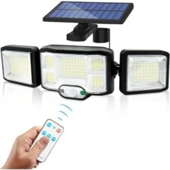 Lampe Solaire Murale D'extérieur Lampe à Led 3 Têtes 192 Leds Détecteur De Mouvement Lumière De Sécurité Projecteur Eclairage Ip65 étanche Lampe à énergie Solaire