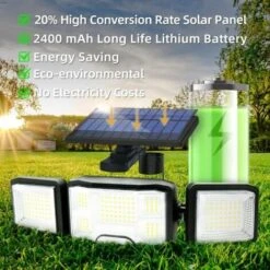 Lampe Solaire Murale D'extérieur Lampe à Led 3 Têtes 192 Leds Détecteur De Mouvement Lumière De Sécurité Projecteur Eclairage Ip65 étanche Lampe à énergie Solaire -OSRAM || EUROPALAMP Soldes Boutique 96011756 4